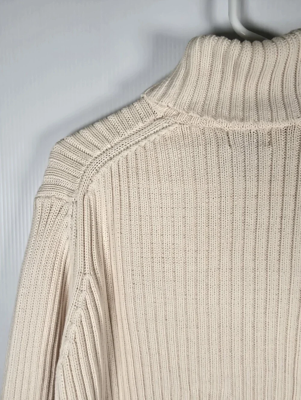 Eddie Bauer Off-White Ribbed Knit Turtleneck Long Sleeve Cotton Sweater Size XXL - Picture 8 of 8